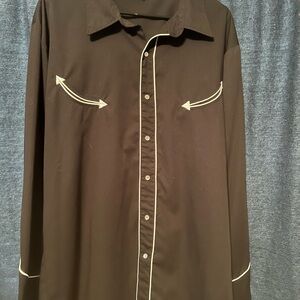 Men's Western Brown Dress Shirt with Piping, nice buttons .
